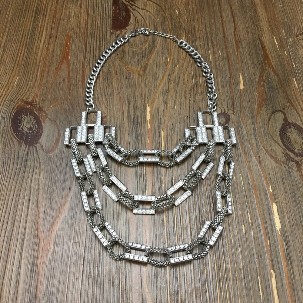 Bebe Triple Chainlink Layered Silver Necklace - Picture 2 of 3